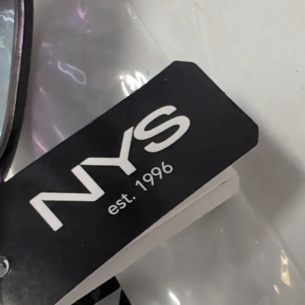 NYS 2732-72 Women’s Rectangle Sunglasses Black Plastic Frame Pink Tinted UV400
